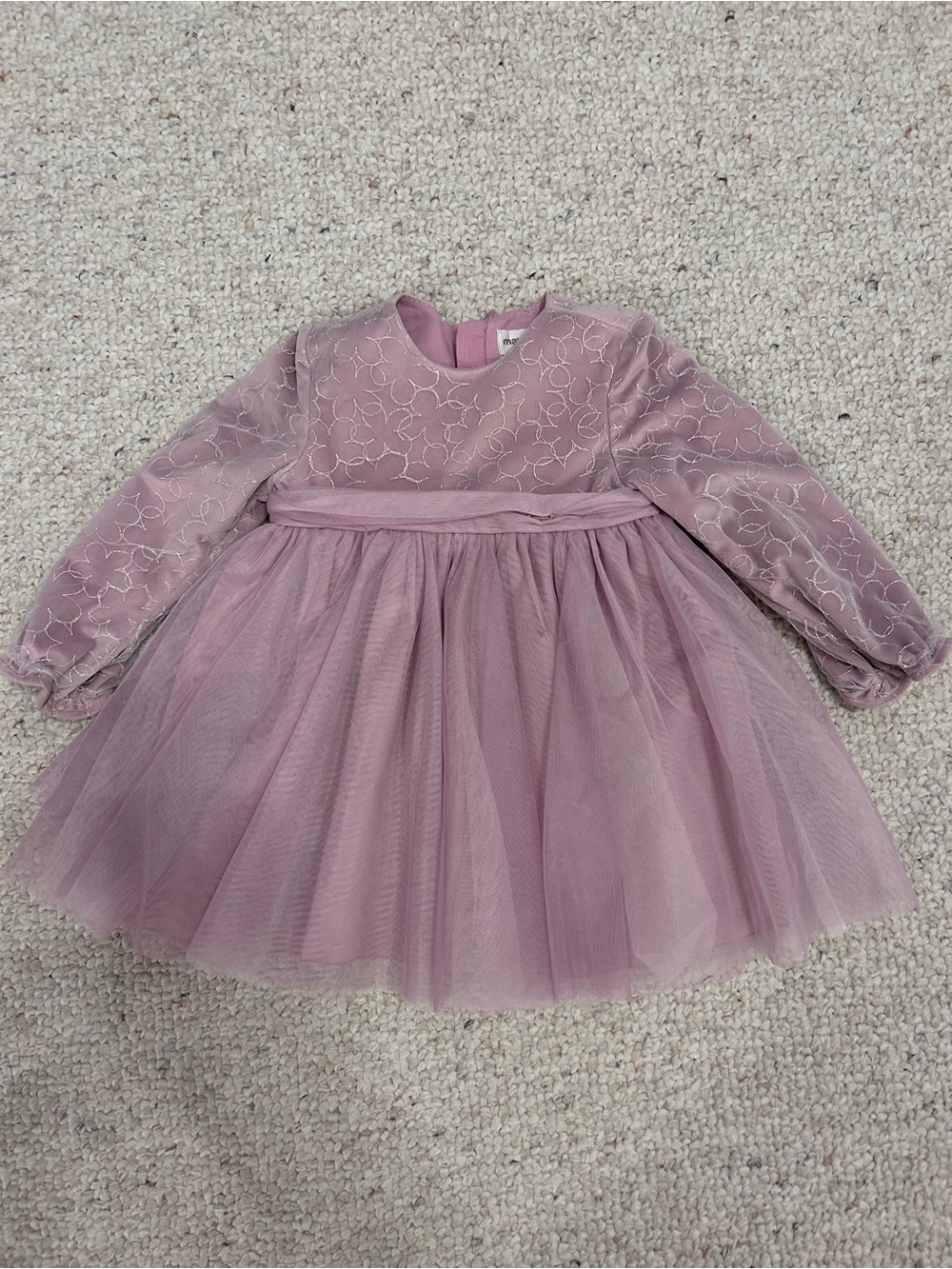 Mayoral Mauve Pink Long-Sleeve Tulle Dress